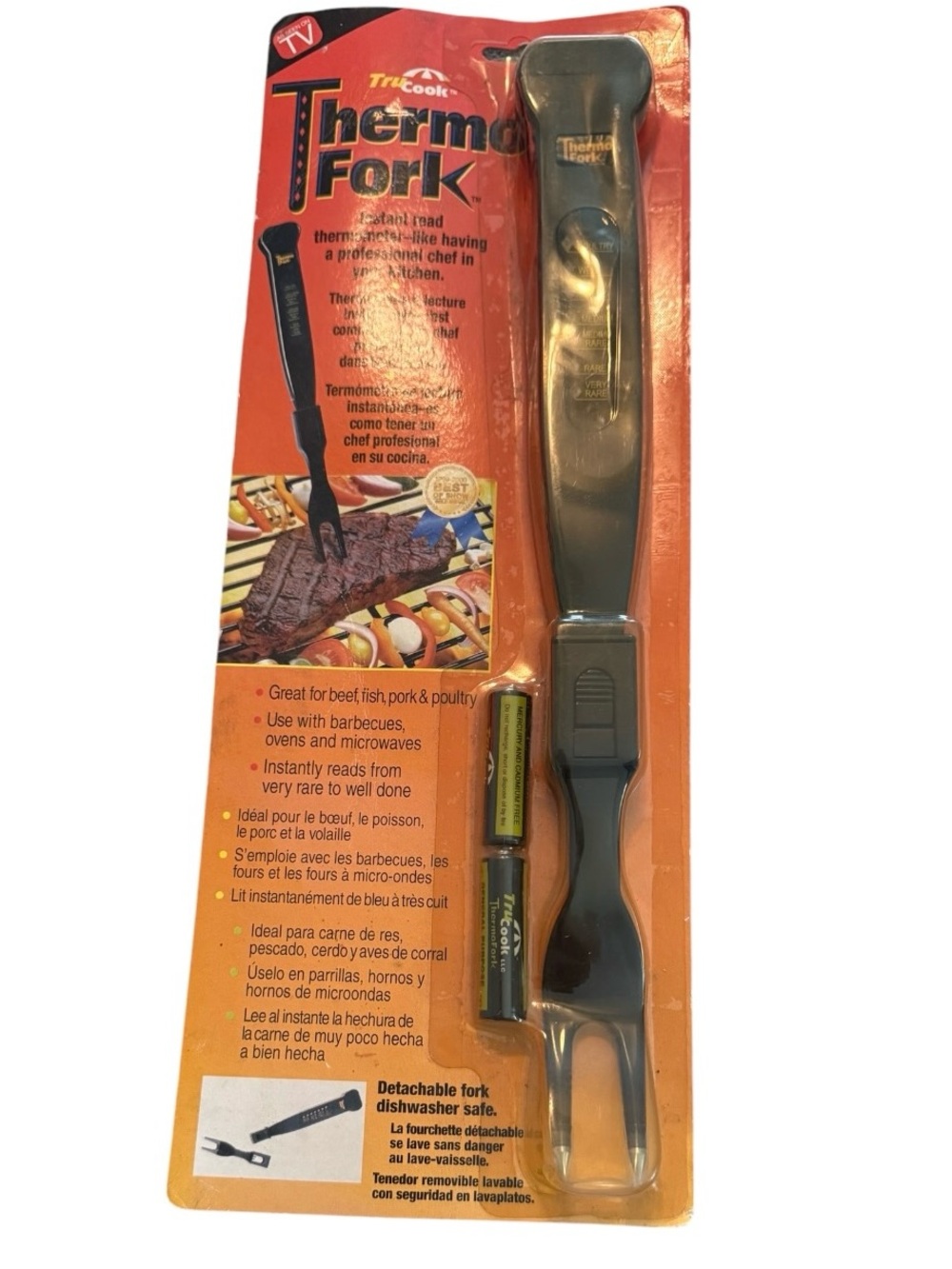 TruCook Thermo Fork Instant Read Meat Thermometer BBQ Temperature Checker NEW